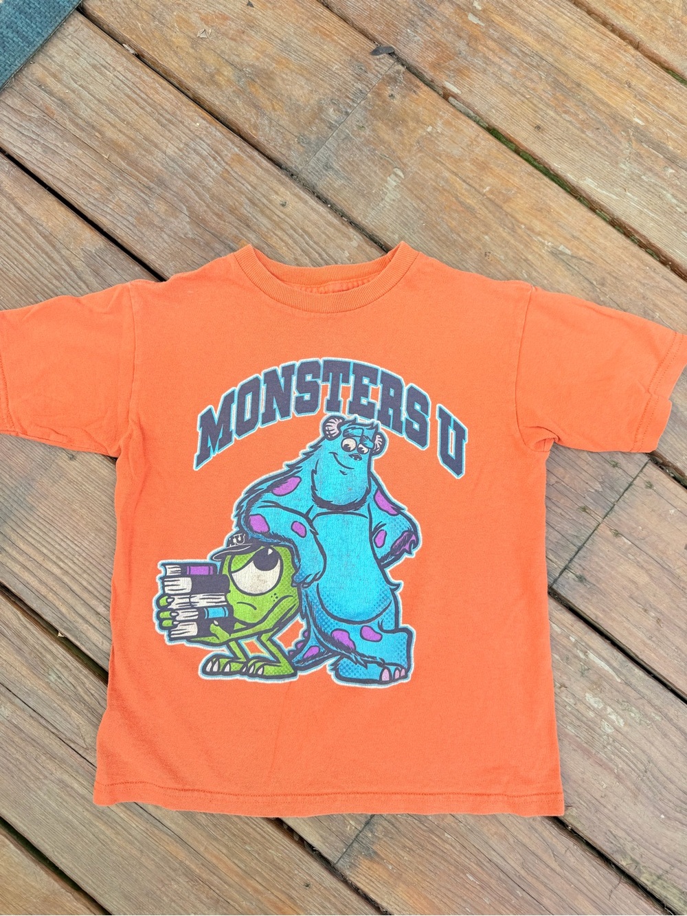 Disney Monsters U Orange Kids T-Shirt with Sulley & Mike Graphic Size 5/6